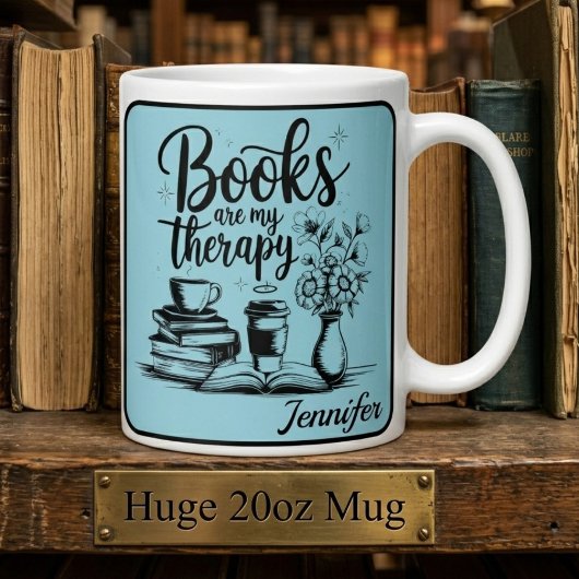 Personalized Books Are My Therapy Bookworms Blue ジャンボコーヒーマグカップ