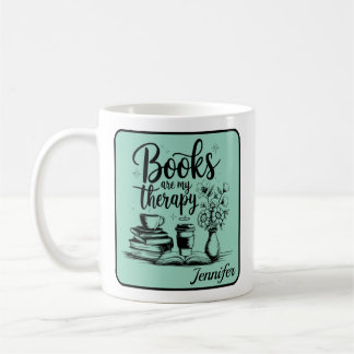 Personalized Books Are My Therapy Bookworms Mint コーヒーマグカップ
