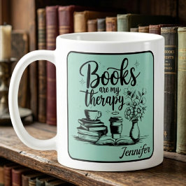 Personalized Books Are My Therapy Bookworms Mint コーヒーマグカップ