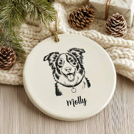 Personalized Border Collie Dog Christmas セラミックオーナメント