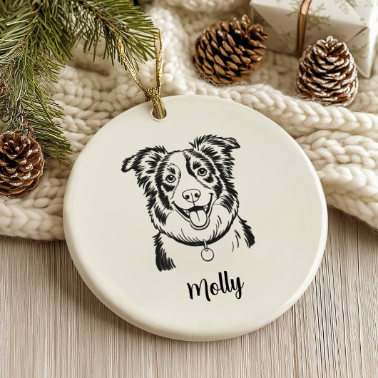 Personalized Border Collie Dog Christmas セラミックオーナメント