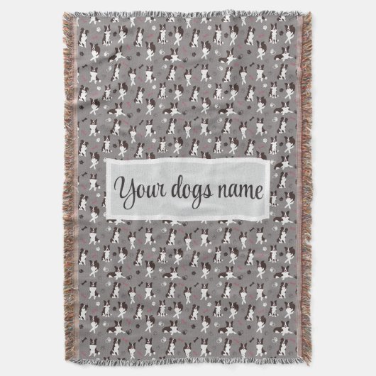 Personalized Border Collie Pattern Blanket スローブランケット (正面縦)