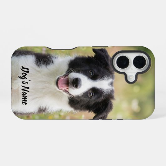 Personalized Border Collie Photo and Name  iPhone 16ケース (裏面横)