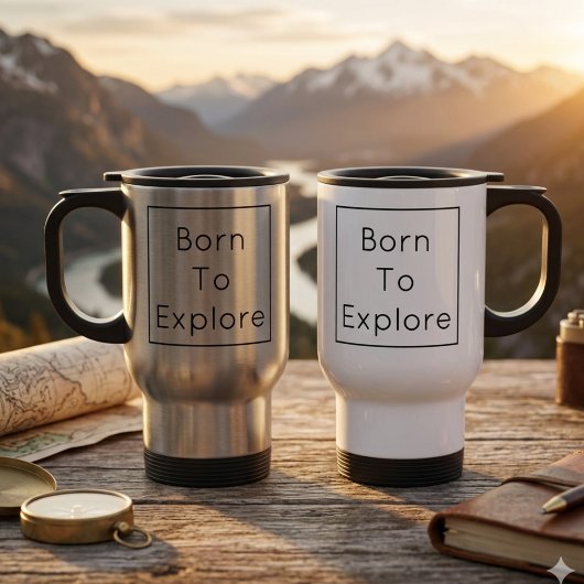 Personalized Born To Explore Travel Mug トラベルマグ