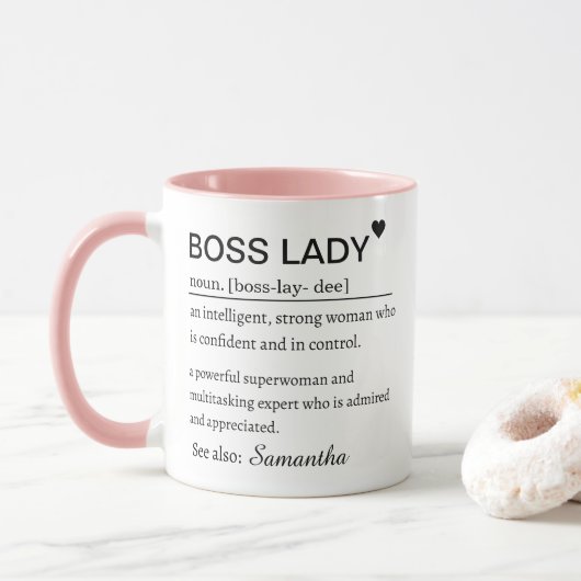 Personalized Boss Lady Definition マグカップ (ドーナツ)