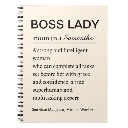 Personalized Boss Lady Definition Notebook Funny ノートブック (正面)