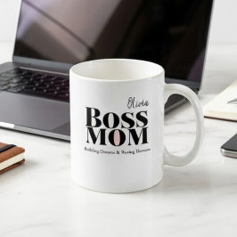 Personalized Boss Mom Mug – Custom Strong Mom Gift コーヒーマグカップ
