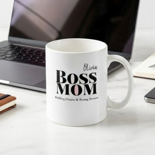 Personalized Boss Mom Mug – Custom Strong Mom Gift コーヒーマグカップ