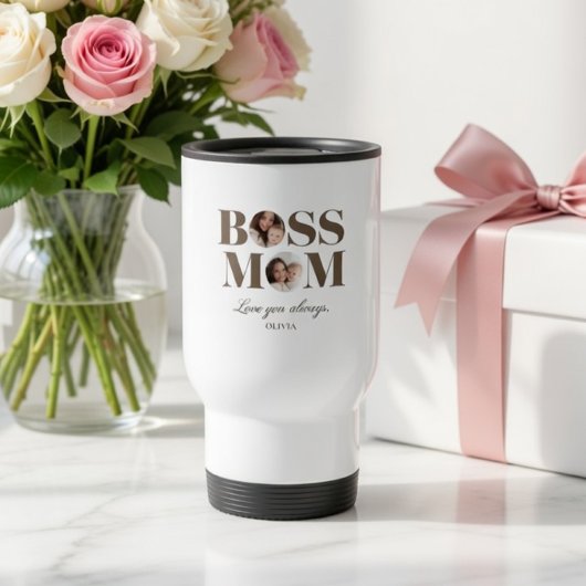 Personalized Boss Mom Photo – Custom MoM Gift トラベルマグ