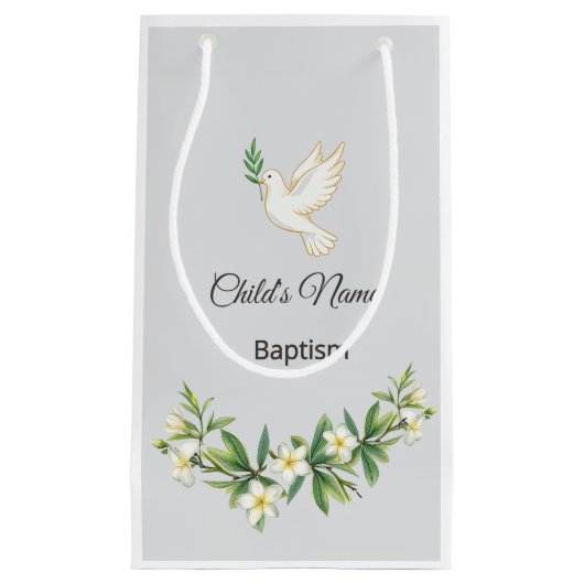 Personalized Botanical Baptism Gift Bag スモールペーパーバッグ (正面)