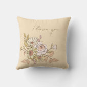  personalized Botanical Beige I Love You Pillow  クッション (裏面)