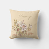  personalized Botanical Beige I Love You Pillow  クッション (正面)