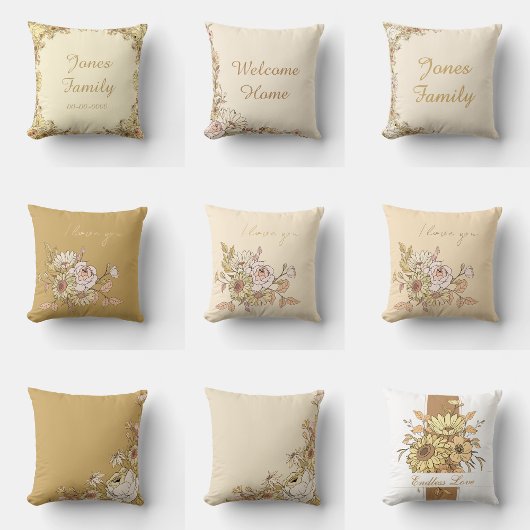  personalized Botanical Beige I Love You Pillow  クッション