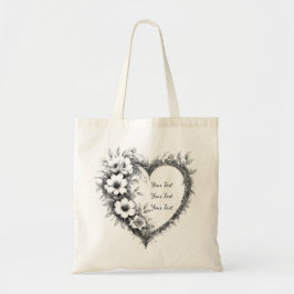 Personalized Botanical Heart Sketch Tote トートバッグ