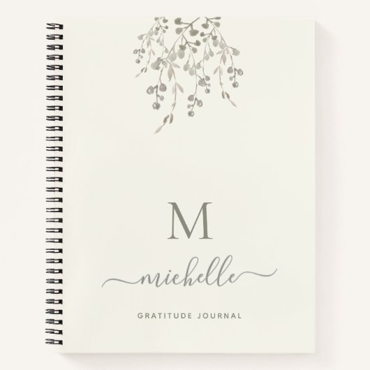 Personalized Botanical Ivory Gratitude Journal ノートブック (正面)