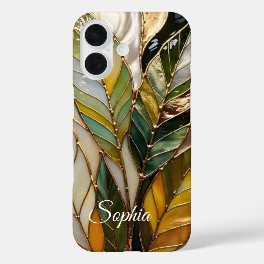 Personalized Botanical Leaves Phone Case Case-Mate iPhoneケース (裏面)