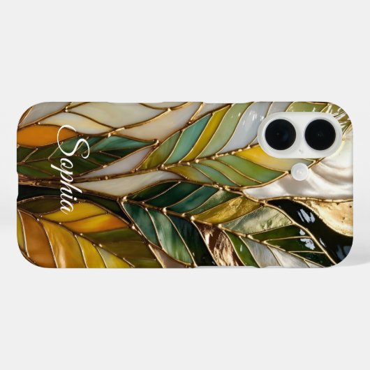 Personalized Botanical Leaves Phone Case Case-Mate iPhoneケース (裏面 (横))