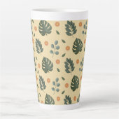Personalized Botanical Name Cream and Sage Green カフェラテマグ (正面)