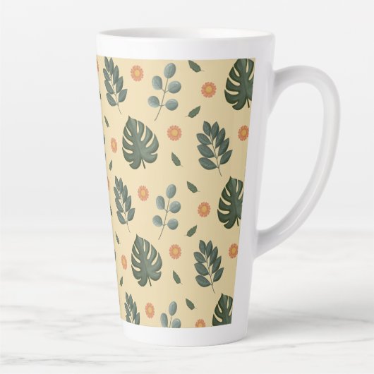 Personalized Botanical Name Cream and Sage Green カフェラテマグ (右)