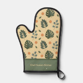 Personalized Botanical Name Cream and Sage Green 鍋つかみ (正面)