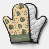 Personalized Botanical Name Cream and Sage Green 鍋つかみ (正面/裏面)