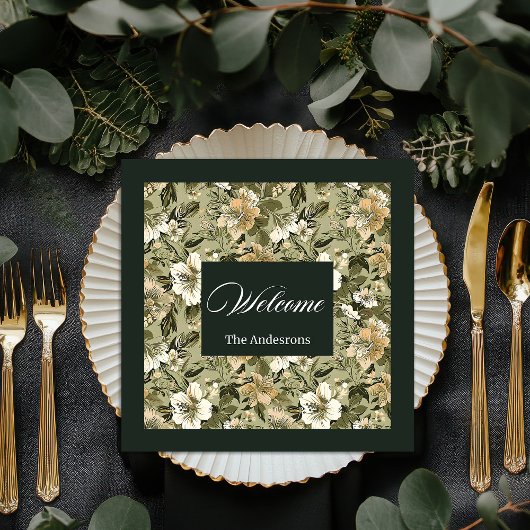 Personalized Botanical Napkins Lux Gold Accent
