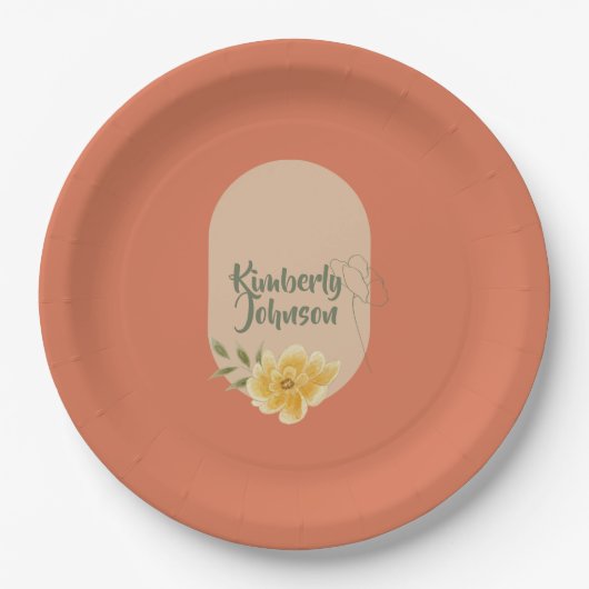 Personalized Botanical Party Plate ペーパープレート (正面)