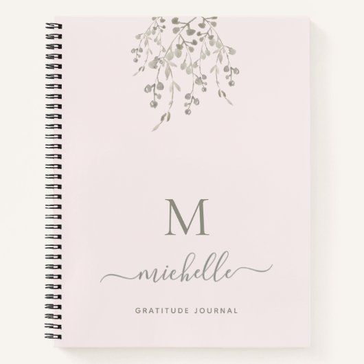 Personalized Botanical Pink Gratitude Journal ノートブック (正面)