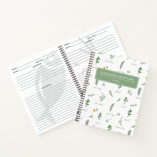 Personalized Botanical Recipe Notebook ノートブック (内部)