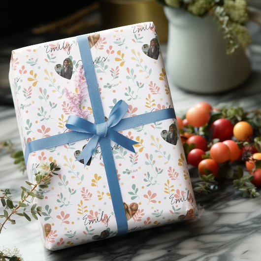 Personalized Botanical Romance, Names and Photos ラッピングペーパー