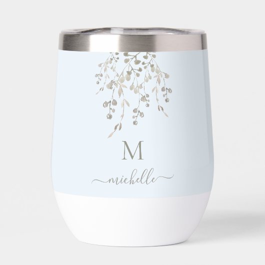 Personalized Botanical Watercolor Monogram Blue (背面)