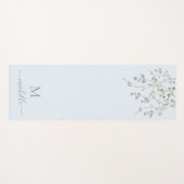 Personalized Botanical Watercolor Monogram Blue ヨガマット (正面(横))