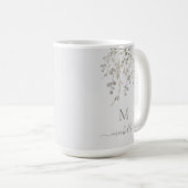 Personalized Botanical Watercolor Monogram Gray コーヒーマグカップ (正面右)