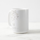 Personalized Botanical Watercolor Monogram Gray コーヒーマグカップ (正面左)