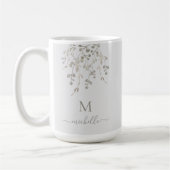 Personalized Botanical Watercolor Monogram Gray コーヒーマグカップ (左)