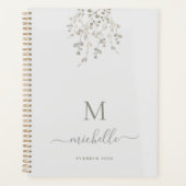 Personalized Botanical Watercolor Monogram Gray プランナー手帳 (正面)