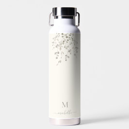 Personalized Botanical Watercolor Monogram Ivory ウォーターボトル