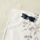 Personalized Botanical Watercolor Monogram Ivory ビーチタオル (インサイチュ)