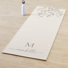 Personalized Botanical Watercolor Monogram Ivory ヨガマット