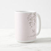 Personalized Botanical Watercolor Monogram Pink コーヒーマグカップ (正面右)