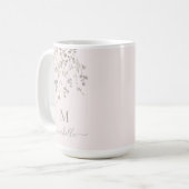 Personalized Botanical Watercolor Monogram Pink コーヒーマグカップ (正面左)