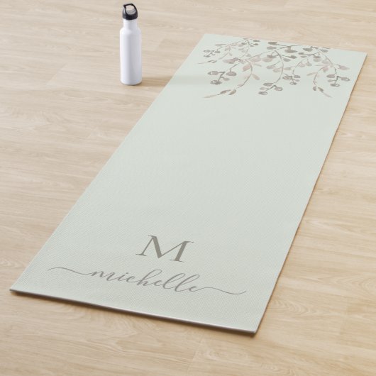 Personalized Botanical Watercolor Monogram Sage ヨガマット (インサイチュ)