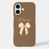 Personalized Bow Brown Aesthetic Coquette Case-Mate iPhoneケース (裏面)