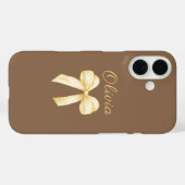 Personalized Bow Brown Aesthetic Coquette Case-Mate iPhoneケース (裏面 (横))
