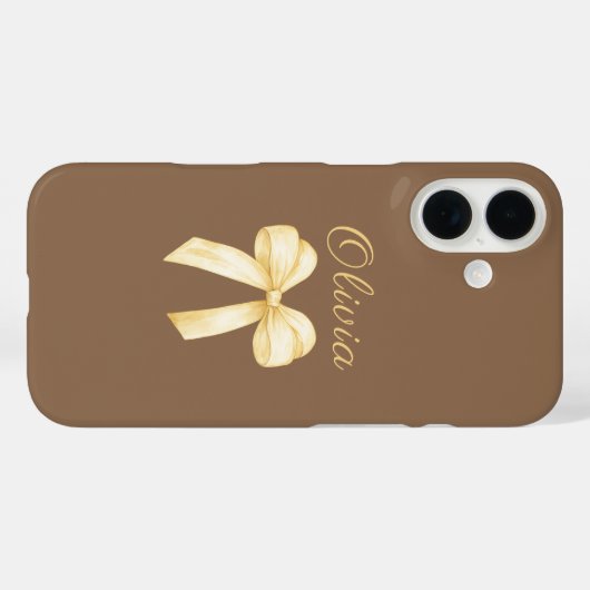 Personalized Bow Brown Aesthetic Coquette Case-Mate iPhoneケース (裏面 (横))