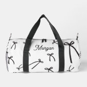 Personalized Bow Pattern Chic Black & white ダッフルバッグ (裏面)