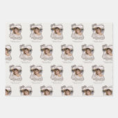 Personalized Bow Wavy Frame Photo Graduation ラッピングペーパーシート (正面)