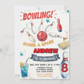Personalized Bowling Birthday Party for kid 招待状 (正面)