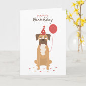 Personalized Boxer Birthday Card, boxer lover card カード (黄色い花)