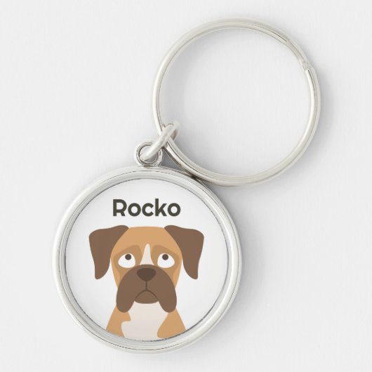 Personalized Boxer Dog Keychain Custom Name Gift キーホルダー (正面)